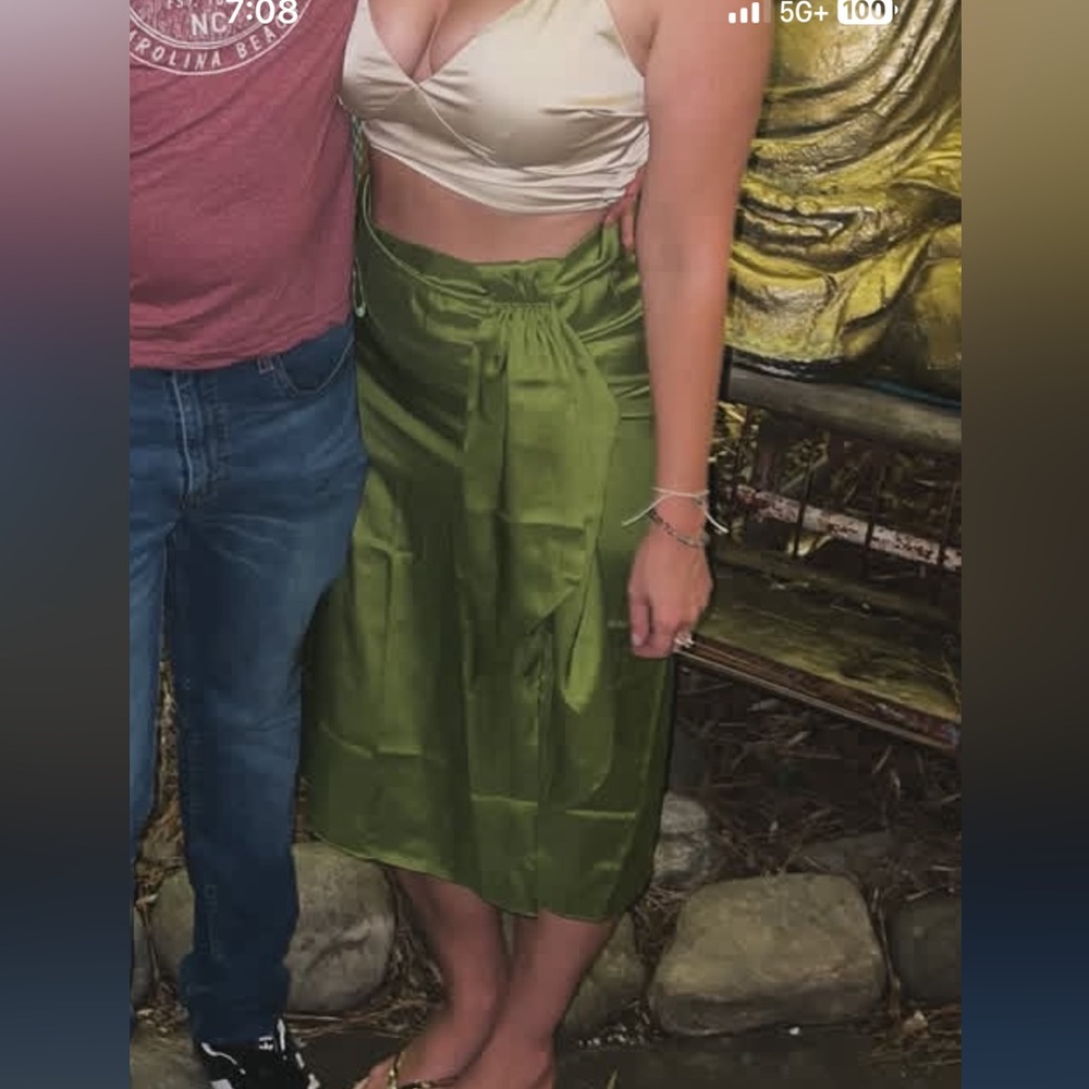 Banana Republic Olive Satin Skirt